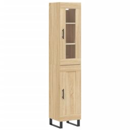 Berkfield Home Highboard Sonoma Oak 34.5x34x180 cm Engineered Wood in Brown - thumbnail 2