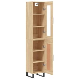 Berkfield Home Highboard Sonoma Oak 34.5x34x180 cm Engineered Wood in Brown - thumbnail 4