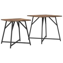 Berkfield Home Side Table Set - 2 Rustic Smoked Oak & Metal Tables in Brown - thumbnail 2