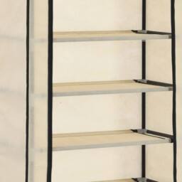 Berkfield Home Shoe Cabinet with Cover Cream 57x29x162 cm Fabric in Beige - Size: 57 x 29 x 162 cm - thumbnail 5