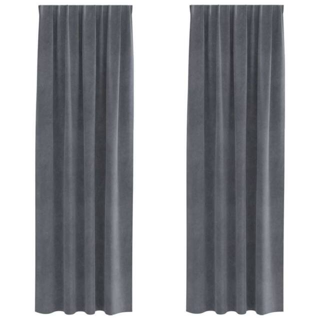 Berkfield Home Blackout Curtains with Top Tape 2 pcs Super Light Grey Velvet - image 1