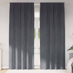 Berkfield Home Blackout Curtains with Top Tape 2 pcs Super Light Grey Velvet - thumbnail 2