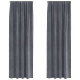 Berkfield Home Blackout Curtains with Top Tape 2 pcs Super Light Grey Velvet - thumbnail 1