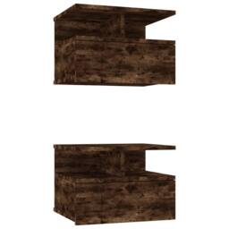 Berkfield Home Decorative Floating Nightstand 2 pcs Smoked Oak 40x31x27 cm Engin in Brown - Size: 40 x 31 x 27 cm - thumbnail 3
