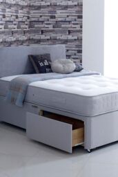 The Shire Bed Company Dale 1000 Pocket Sprung Mattress plus 2 drawer Divan set including Plain Headboard in Grey - Size: Super King - thumbnail 2