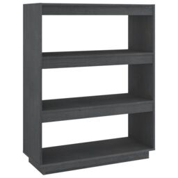 Berkfield Home Book Cabinet/Room Divider Grey 80x35x103 cm Solid Pinewood - Size: 80 x 35 x 103 cm - thumbnail 2