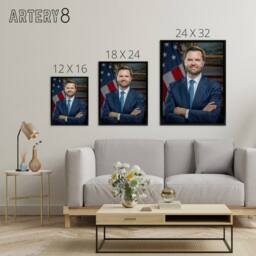 "Artery8 United States 50th Vice President JD Vance Framed Canvas Wall Art Print in Blue - Size: W12"" x H16""" - thumbnail 4