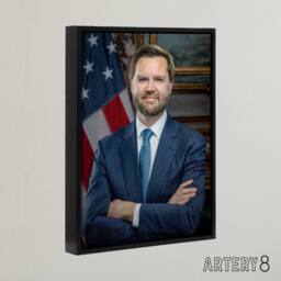 "Artery8 United States 50th Vice President JD Vance Framed Canvas Wall Art Print in Blue - Size: W12"" x H16""" - thumbnail 2