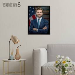 "Artery8 United States 50th Vice President JD Vance Framed Canvas Wall Art Print in Blue - Size: W12"" x H16""" - thumbnail 3