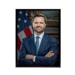 "Artery8 United States 50th Vice President JD Vance Framed Canvas Wall Art Print in Blue - Size: W12"" x H16""" - thumbnail 1