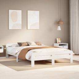 Berkfield Home Durable Bed Frame without Mattress White 150x200 cm King Size Sol - thumbnail 2