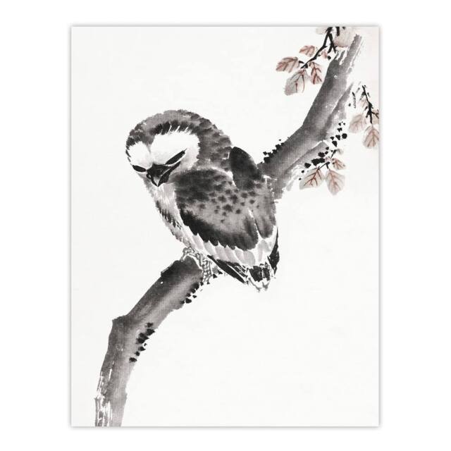 "Artery8 Owl 1841 Album Of Sketches Japanese Wall Art Print Hokusai in Grey - Size: W12"" x H16""" - image 1