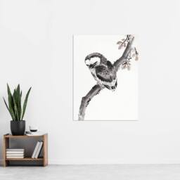 "Artery8 Owl 1841 Album Of Sketches Japanese Wall Art Print Hokusai in Grey - Size: W12"" x H16""" - thumbnail 4