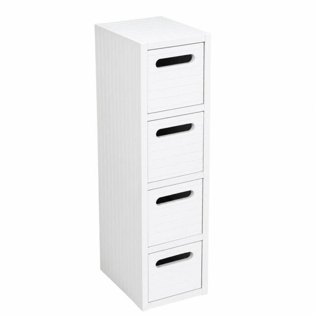 SAXONY White Bathroom Storage Cabinet 4 Drawer Freestanding Fully Assembled - image 1