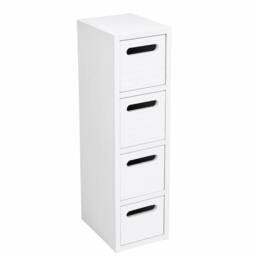SAXONY White Bathroom Storage Cabinet 4 Drawer Freestanding Fully Assembled - thumbnail 1