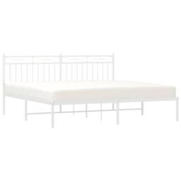 Berkfield Home Metal Bed Frame with Headboard White 183x213 cm - thumbnail 4