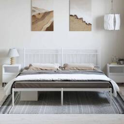 Berkfield Home Metal Bed Frame with Headboard White 183x213 cm - thumbnail 1