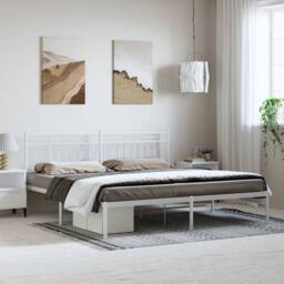 Berkfield Home Metal Bed Frame with Headboard White 183x213 cm - thumbnail 2