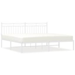 Berkfield Home Metal Bed Frame with Headboard White 183x213 cm - thumbnail 3