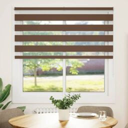 Berkfield Home Zebra Blind Brown 150x150 cm Fabric Width 145.9 cm Polyester - thumbnail 2