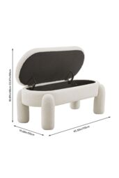 Living and Home 110x50x84cm White Upholstered Storage Bench Foot Rest - Size: 110 x 50 x 84 cm - thumbnail 6