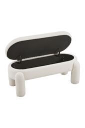 Living and Home 110x50x84cm White Upholstered Storage Bench Foot Rest - Size: 110 x 50 x 84 cm - thumbnail 4