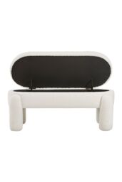 Living and Home 110x50x84cm White Upholstered Storage Bench Foot Rest - Size: 110 x 50 x 84 cm - thumbnail 7