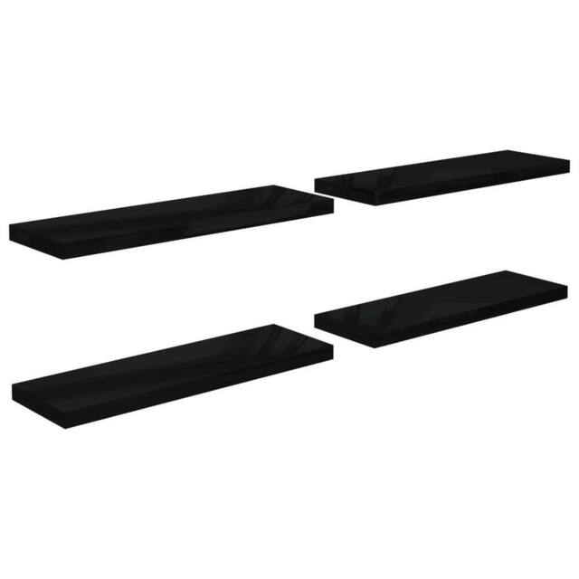 Berkfield Home Floating Wall Shelves 4 pcs High Gloss Black 80x23.5x3.8 cm MDF - image 1