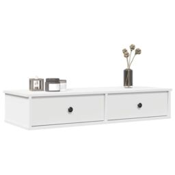 Berkfield Home Wall Shelf with Drawers White 100x37.5x19 cm Engineered Wood - thumbnail 1