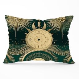Warren Reed - Designer Green Moon & Sun Abstract Pattern Cushions - Size: 60 cm x 60 cm - thumbnail 1