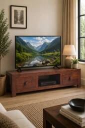 IH Design Southborough Mango Solid Wood Plasma Media Unit with Drawers in Brown