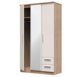 Ready Assembled 2 U Windsor Tall Triple Mirror + Drawer Wardrobe (Ready Assembled) in Beige - thumbnail 5