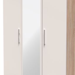 Ready Assembled 2 U Windsor Tall Triple Mirror + Drawer Wardrobe (Ready Assembled) in Beige - thumbnail 4