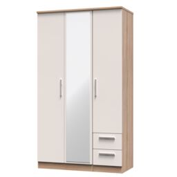 Ready Assembled 2 U Windsor Tall Triple Mirror + Drawer Wardrobe (Ready Assembled) in Beige - thumbnail 3