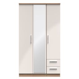 Ready Assembled 2 U Windsor Tall Triple Mirror + Drawer Wardrobe (Ready Assembled) in Beige - thumbnail 1