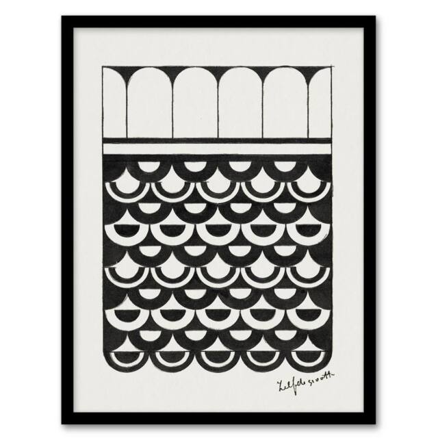 Artery8 Samuel J De Mesquita Framed Wall Art Geometric Ornament of Scales in White - Size: A4 - image 1