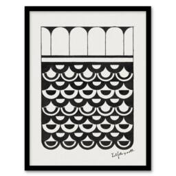 Artery8 Samuel J De Mesquita Framed Wall Art Geometric Ornament of Scales in White - Size: A4 - thumbnail 1