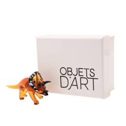 Objets d'Art Miniature Glass Figurine Triceratops in Orange - thumbnail 5