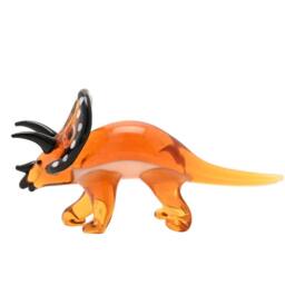 Objets d'Art Miniature Glass Figurine Triceratops in Orange - thumbnail 4