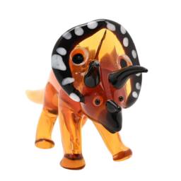 Objets d'Art Miniature Glass Figurine Triceratops in Orange - thumbnail 2