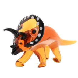 Objets d'Art Miniature Glass Figurine Triceratops in Orange - thumbnail 3