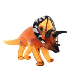 Objets d'Art Miniature Glass Figurine Triceratops in Orange