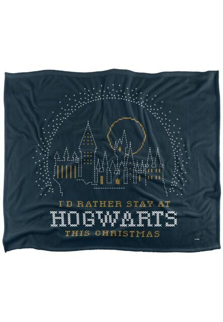 Warner Brothers Harry Potter I'd Rather Stay at Hogwarts Blanket 152x127cm in White - Size: 152x127 cm - image 1