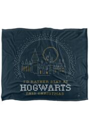 Warner Brothers Harry Potter I'd Rather Stay at Hogwarts Blanket 152x127cm in White - Size: 152x127 cm - thumbnail 1