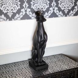 Madison & Mayfair Art Deco Sitting Black Greyhound On Plinth Ornament - thumbnail 2