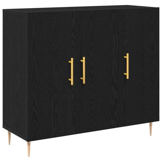 Berkfield Home Black Oak Sideboard 90x34x80 cm made of Engineered Wood - Size: 90 x 34 x 80 cm - image 1