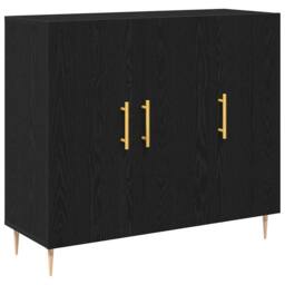 Berkfield Home Black Oak Sideboard 90x34x80 cm made of Engineered Wood - Size: 90 x 34 x 80 cm - thumbnail 1