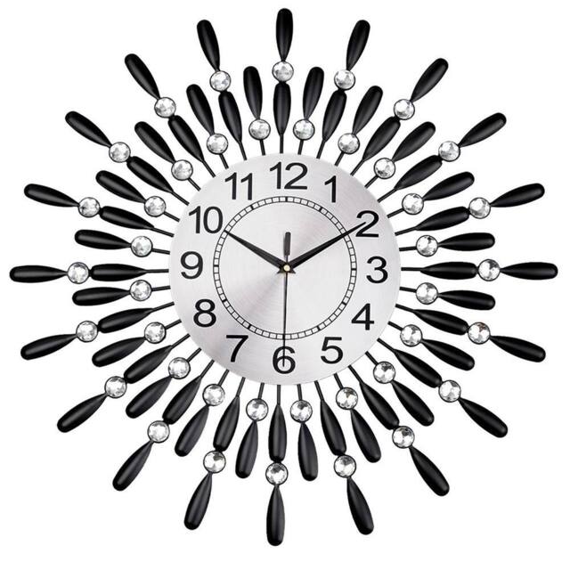 SPETLEK 60cm Crystal Beaded Wall Clock Home Decor Living Room in Black - image 1