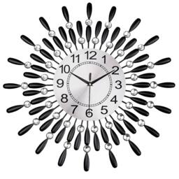 SPETLEK 60cm Crystal Beaded Wall Clock Home Decor Living Room in Black - thumbnail 1