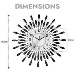 SPETLEK 60cm Crystal Beaded Wall Clock Home Decor Living Room in Black - thumbnail 2